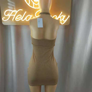 Wholesale hollow out one-step skirt with open back, neck and buttocks（CL9113）