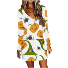 Load image into Gallery viewer, Wholesale V-neck printed long sleeve dress（CL9289）
