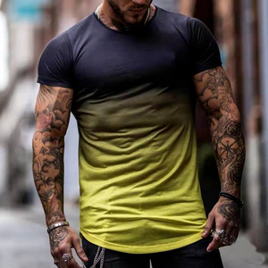 Wholesale men's gradient color stretch T-shirt（ML8049）