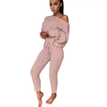 Load image into Gallery viewer, Wholesale round neck woolen trousers long sleeve suit sweater 2PC（CL9428）
