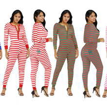 Load image into Gallery viewer, Wholesale fashion casual stripe printed embroidered Christmas Jumpsuit（CL9644）
