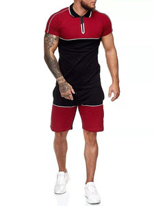 Wholesale men's color matching slim sports suit 2PC(ML8039)