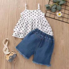 Load image into Gallery viewer, Wholesale children&#39;s Ruffle suspender shorts suit 2PC(TL8019)
