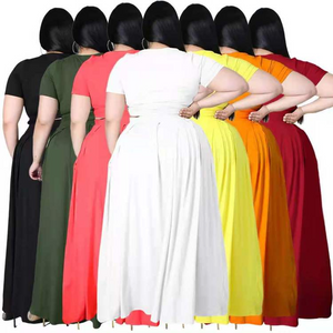 Wholesale ladies solid color bandage plus size suit 2PC(CL9017)