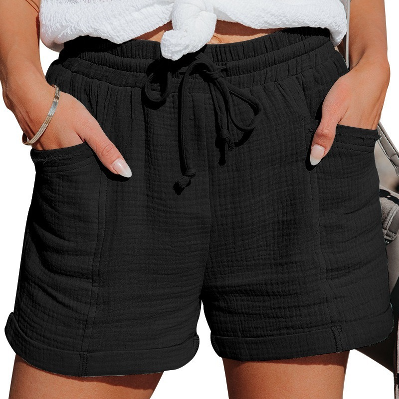 Women in high waisted lace-up wide leg shorts（CL9754）