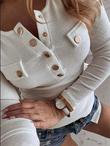 Wholesale fashion button long sleeve T-shirt（CL9647）