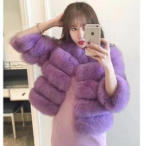 Wholesale round neck short imitation fox fur grass coat women's wear（CL9461）