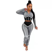 Load image into Gallery viewer, Wholesale fashion yoga clothes contrast color tight two-piece sports suit 2PC（CL9465）
