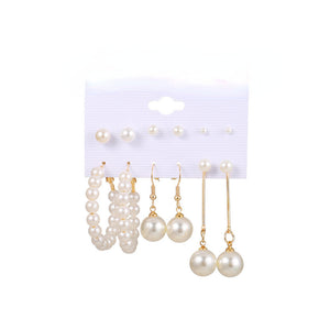 Combination Retro Diamonds Pearl Ear Studs Set（A1073）