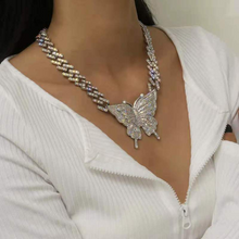 Load image into Gallery viewer, Fashionably diamond-filled vintage Cuban butterfly necklace(A0087)

