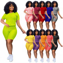 Load image into Gallery viewer, Wholesale women&#39;s solid color yoga short suit 2PC(CL8641)
