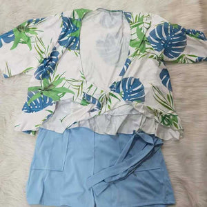 Wholesale women's casual printed short sleeve suit 2PC(CL8783)