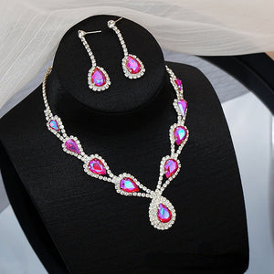 Fashion Crystal Color Earrings Jewelry Two-Piece Set (A0136)