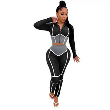 Load image into Gallery viewer, Wholesale fashion yoga clothes contrast color tight two-piece sports suit 2PC（CL9465）
