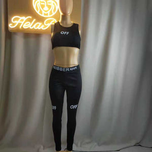 Wholesale sports offset letter Yoga fashion leisure suit 2PC（CL8803）