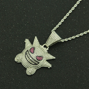 Wholesale diamond inlaid hip-hop pendant three-dimensional pet elf Necklace（A0120）