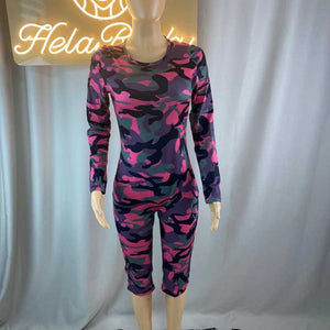 Wholesale long sleeve sexy package hip camouflage Jumpsuit（CL9170）