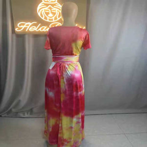 Wholesale large size tie dye printing two piece set（CL9006）