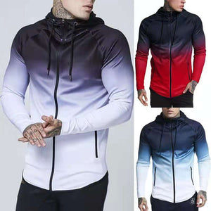 Wholesale men's fashion gradient color hooded jacket（ML8093）