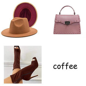 Fashionable woolen hat + fish-mouth boots + delicate handbag(SE8020)x
